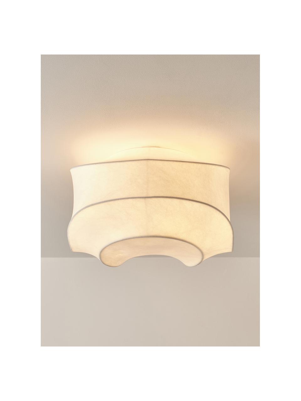 Lampada da soffitto effetto seta Pearl, Paralume: plastica effetto seta, Baldacchino: metallo verniciato a polv, Bianco opaco, Larg. 50 x Alt. 30 cm