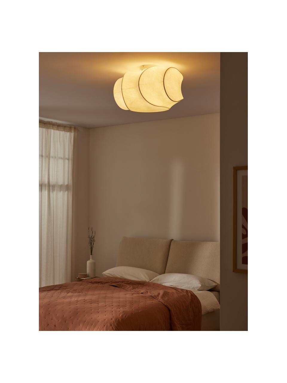 Plafondlamp Pearl in zijdelook, Lampvoet: metaal, Lampenkap: glas, Roodbruin, B 50 x H 30 cm