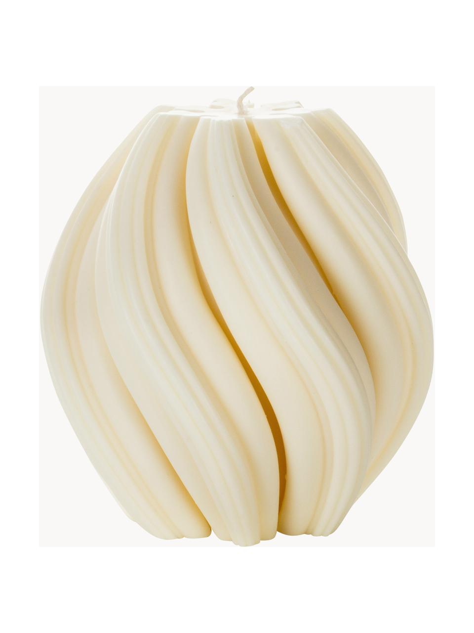 Bougie artisanale design Florence, haut. 11 cm, Cire, Blanc crème, Ø 12 x haut. 11 cm
