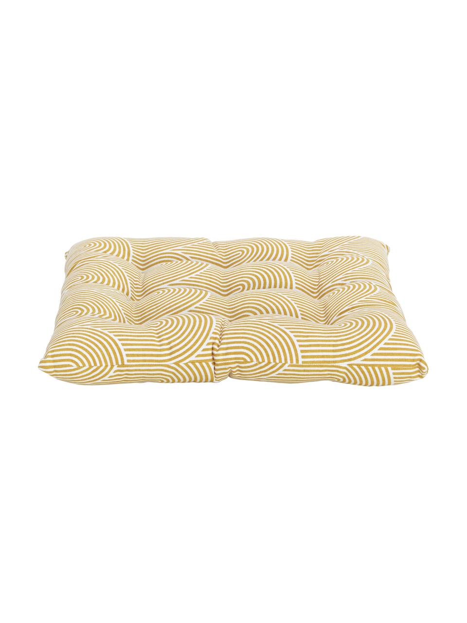 Katoenen stoelkussen Arc in geel/wit, Geel, B 40 x L 40 cm