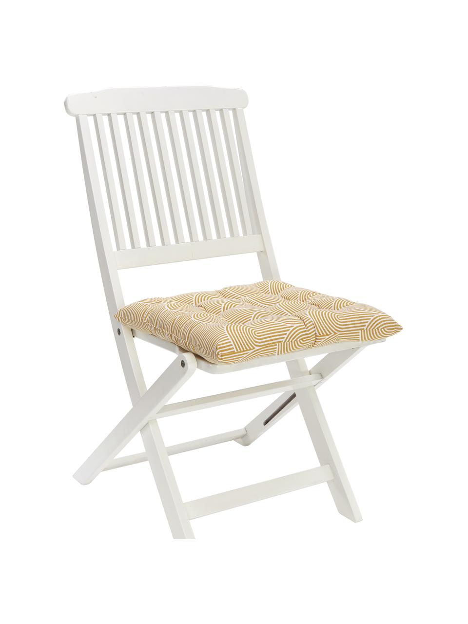 Poduszka siedziska na krzesło z bawełny Arc, Żółty, S 40 x D 40 cm