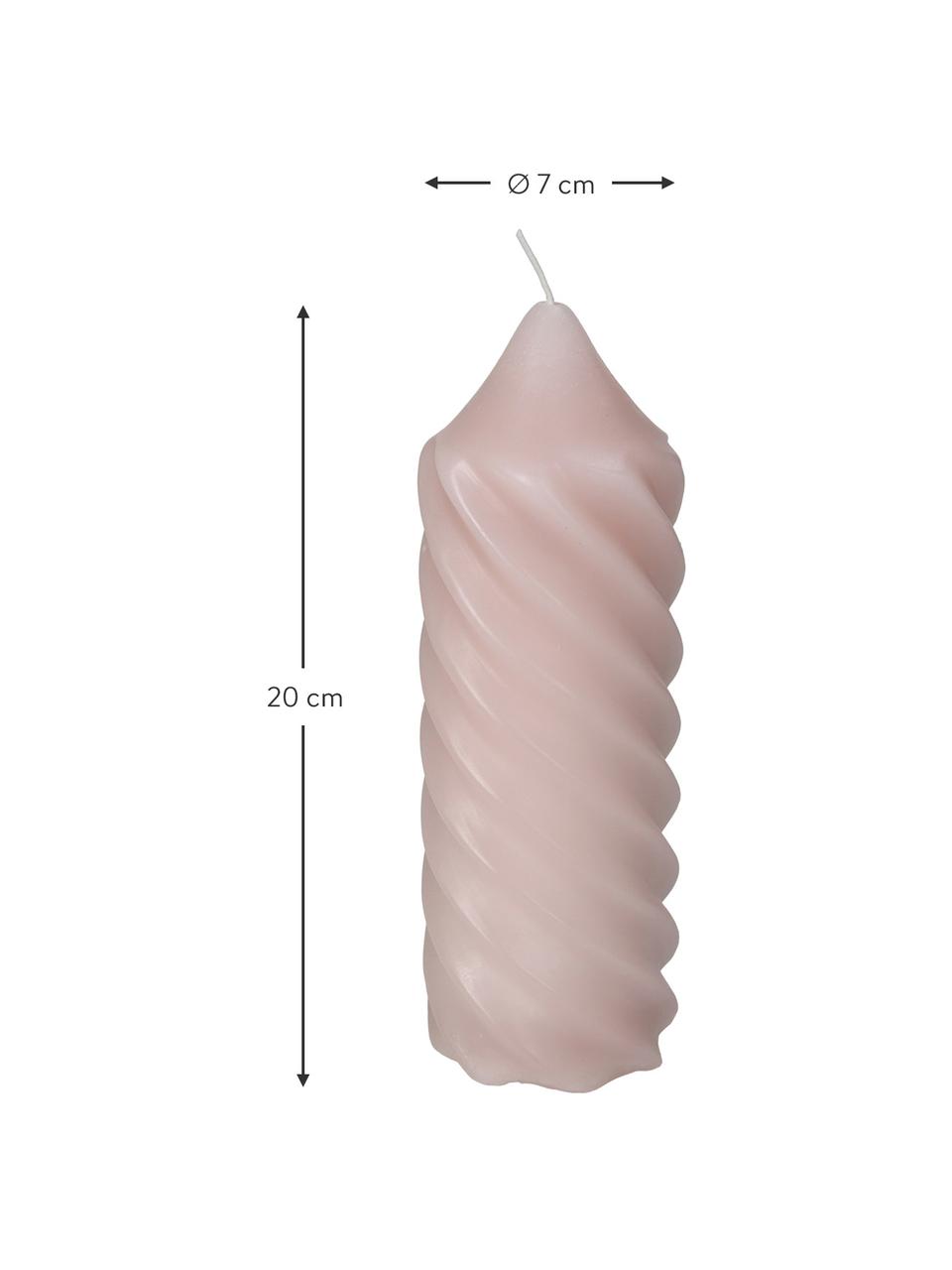 Świeca pieńkowa Spiral, Wosk, Blady różowy, Ø 7 x W 20 cm