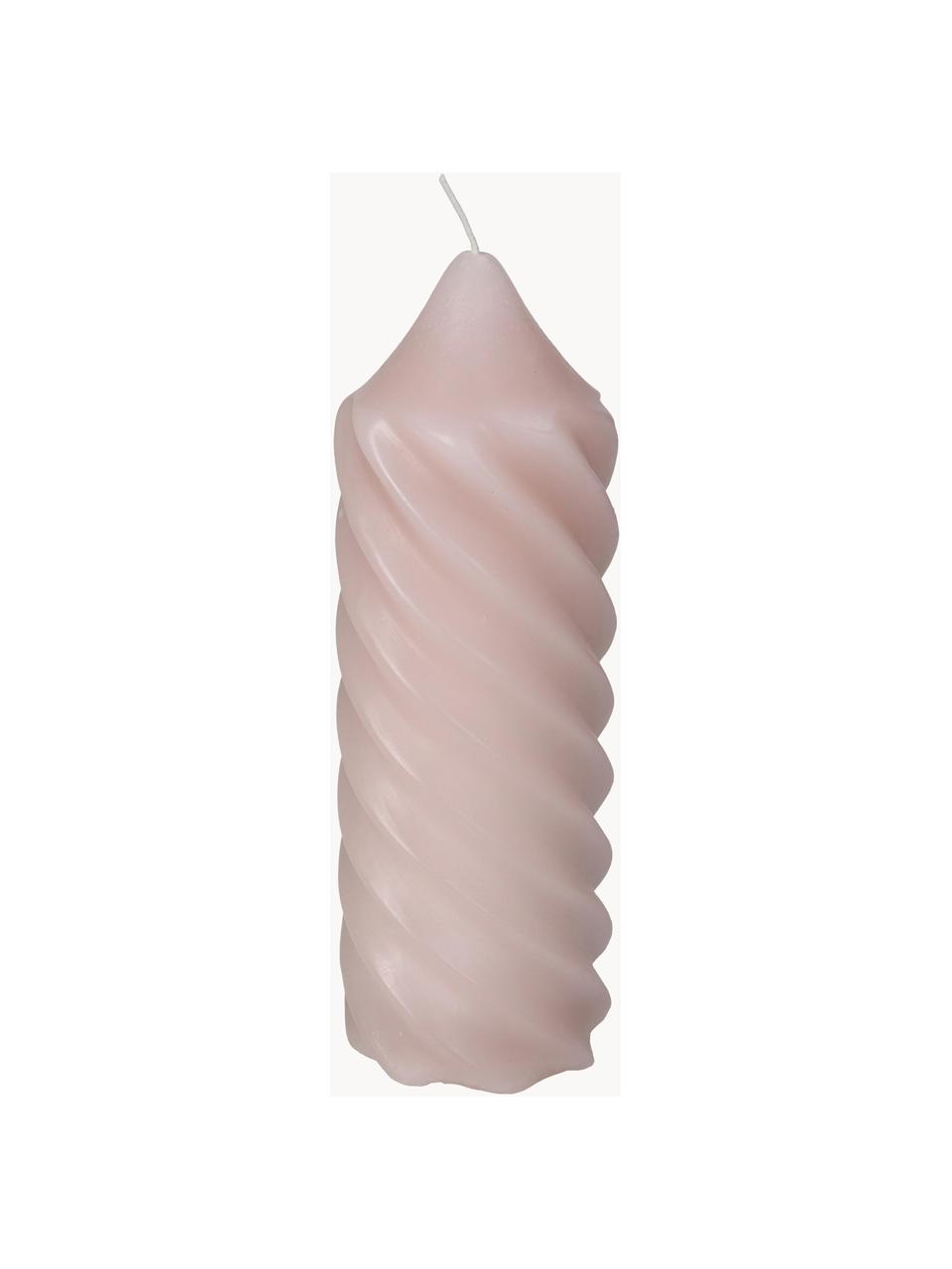 Velká sloupová svíčka Spiral, Vosk, Světle růžová, Ø 7 cm, V 20 cm
