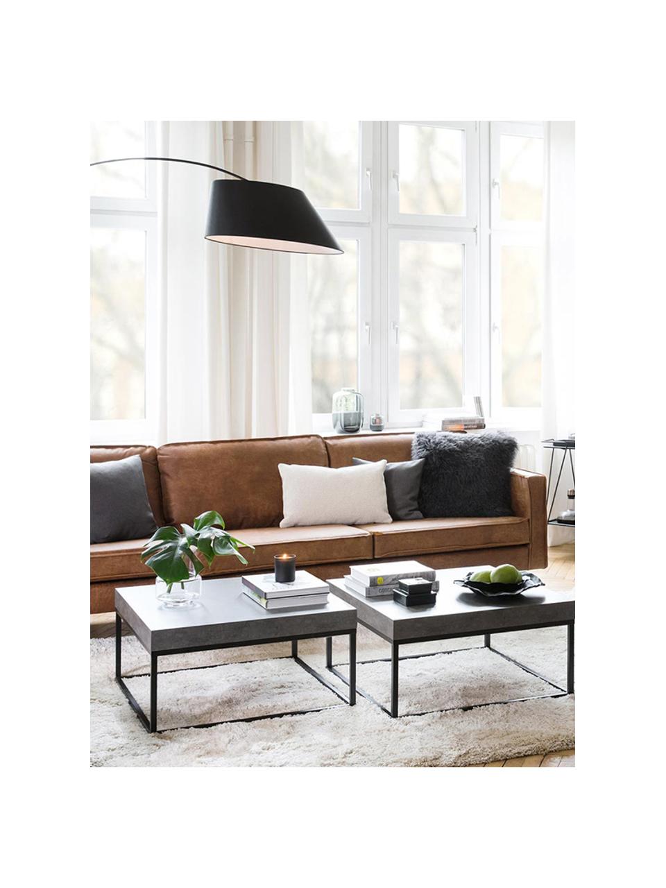 Sofa ze skóry z recyklingu Hunter (4-osobowa), Tapicerka: skóra z recyklingu (70% s, Stelaż: lite drewno sosnowe z cer, Nogi: metal malowany proszkowo, Brązowa skóra, S 264 x G 90 cm