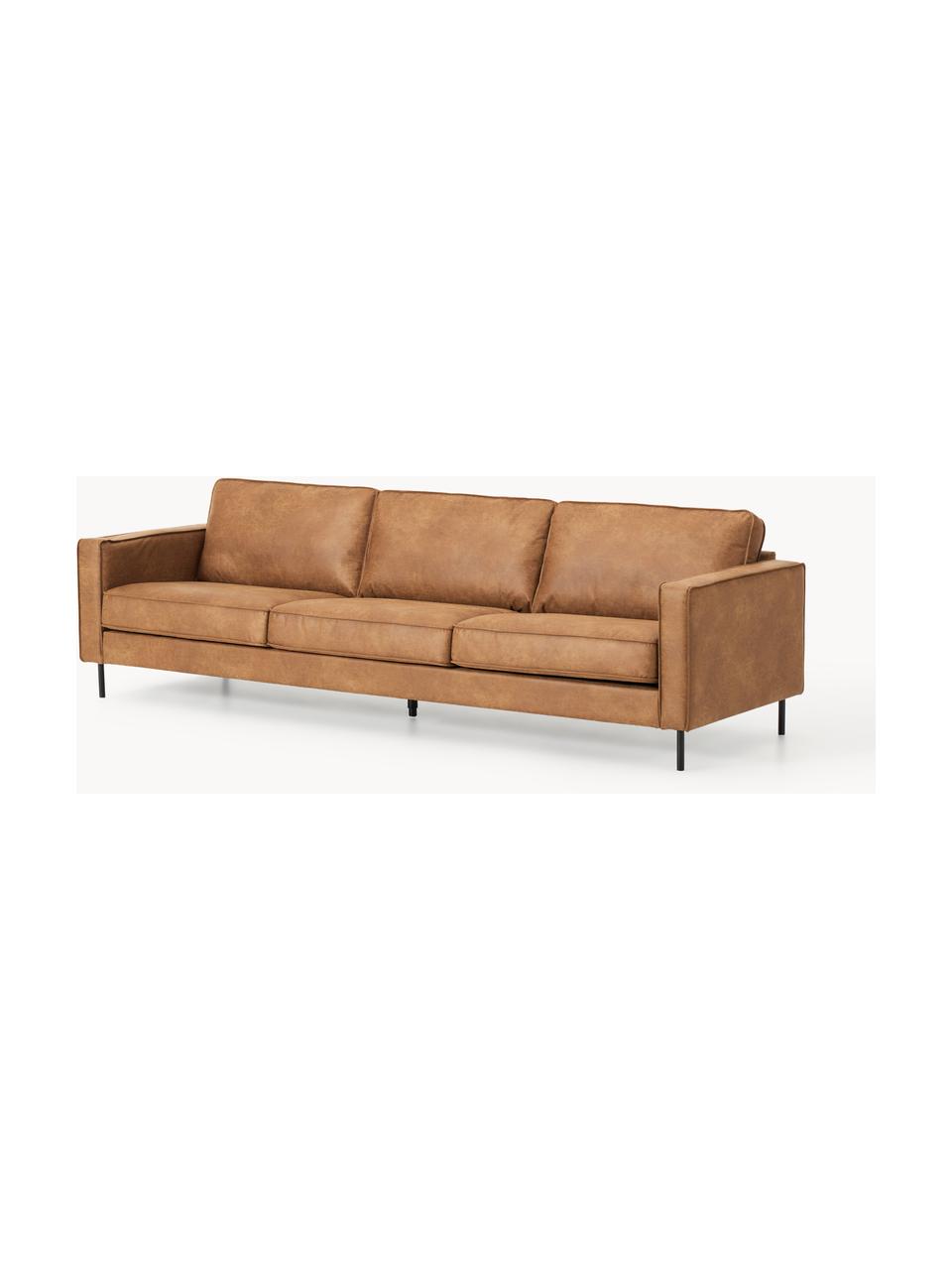 Sofa Hunter (3-Sitzer) aus recyceltem Leder, Bezug: Recyceltes Leder (70% Led, Gestell: Massives Kiefernholz, hoc, Füße: Metall, pulverbeschichtet, Leder Braun, B 264 x T 90 cm