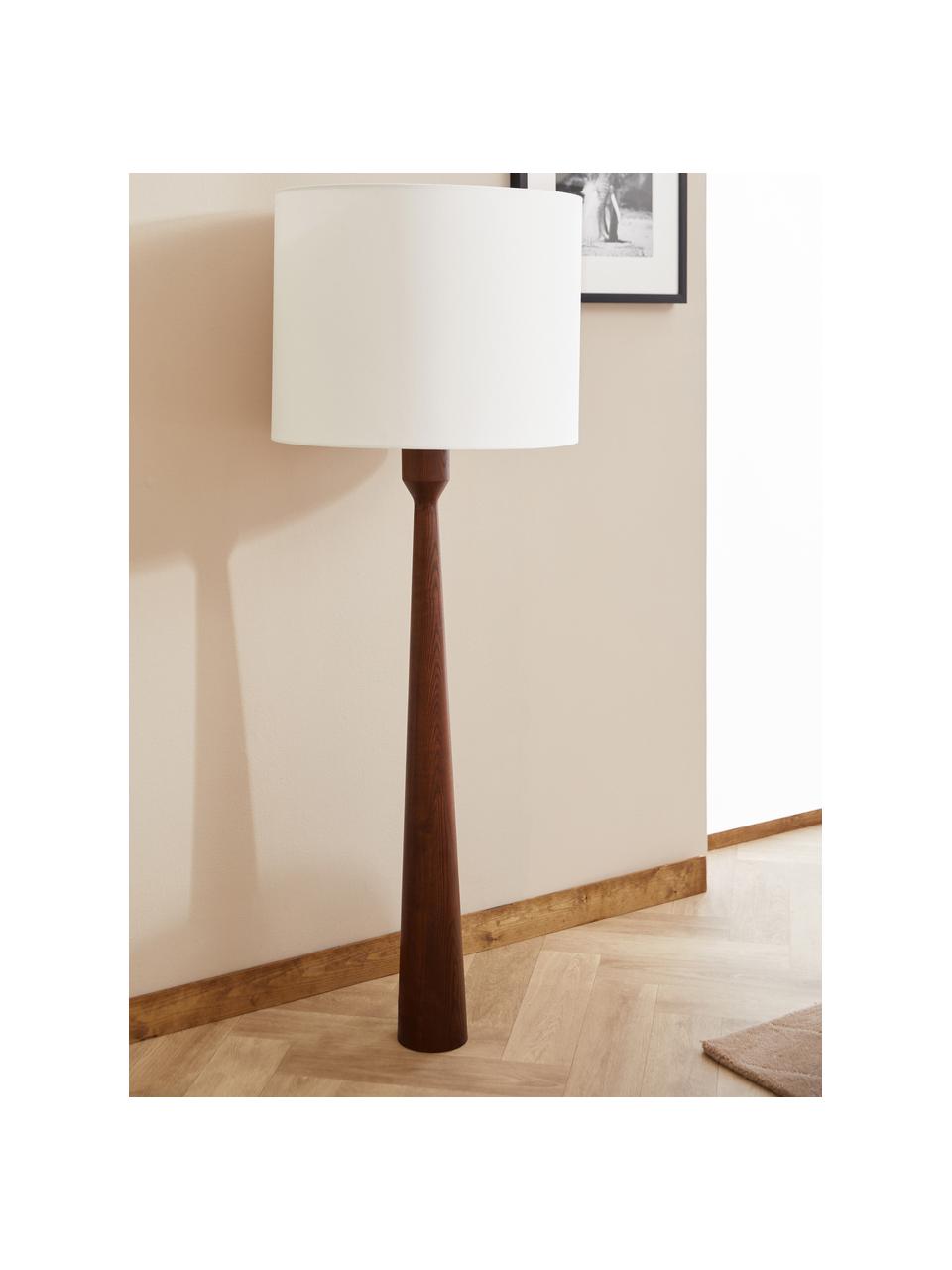 Lampe sur pied en bois de manguier moulures Albane