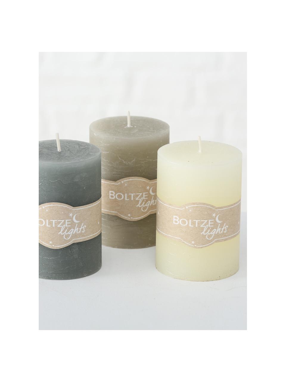 Set de velas Trent, 3 uds., Azul, marrón, crema, Ø 7 x Al 10 cm