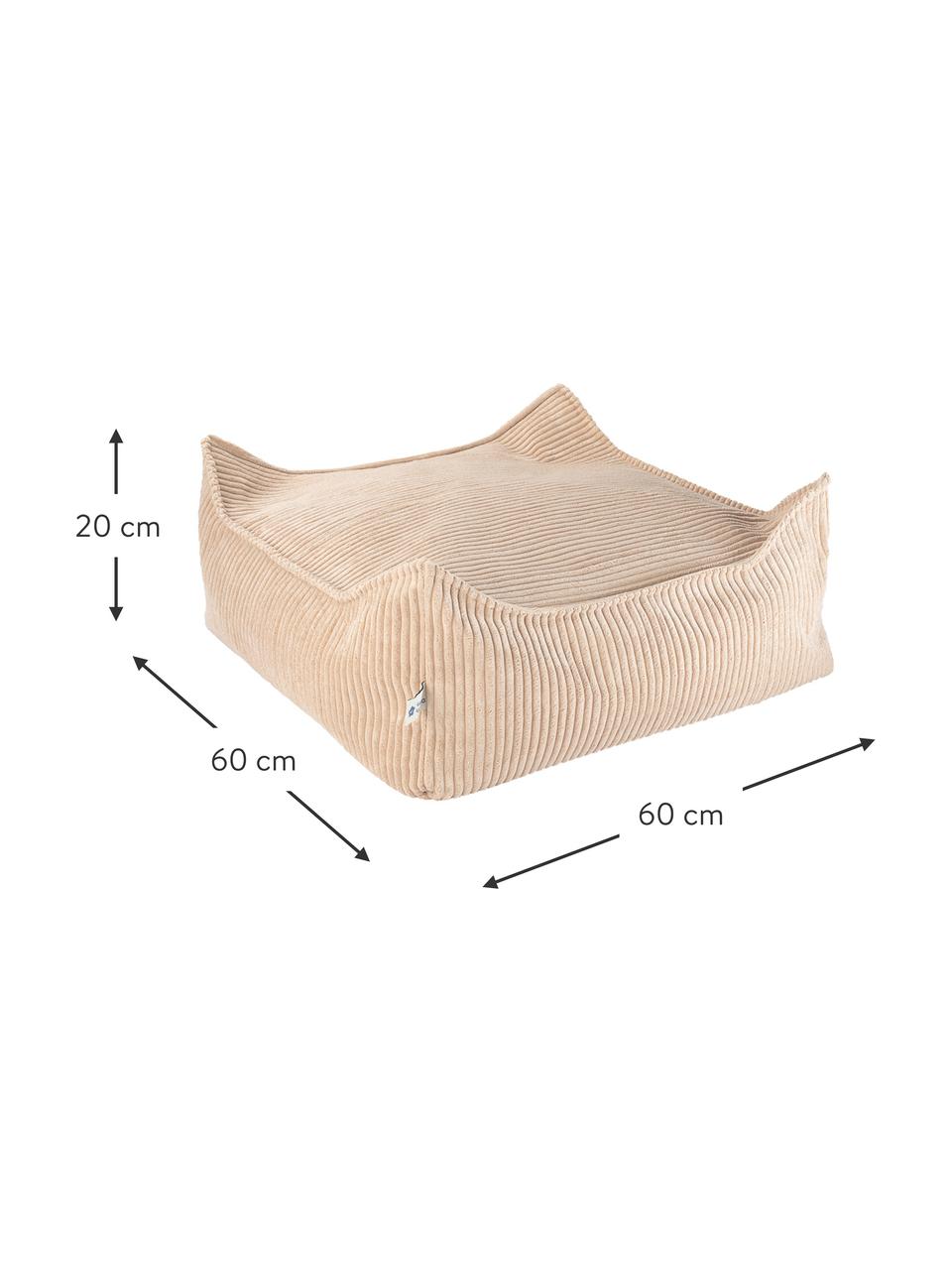 Dětský podlahový polštář z manšestru Sugar, Béžová, Š 60 cm, H 60 cm