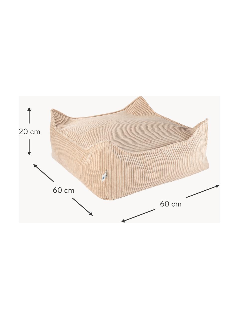 Poduszka podłogowa ze sztruksu dla dzieci Sugar, Tapicerka: sztruks (100% poliester) , Beżowy sztruks, S 60 x G 60 cm