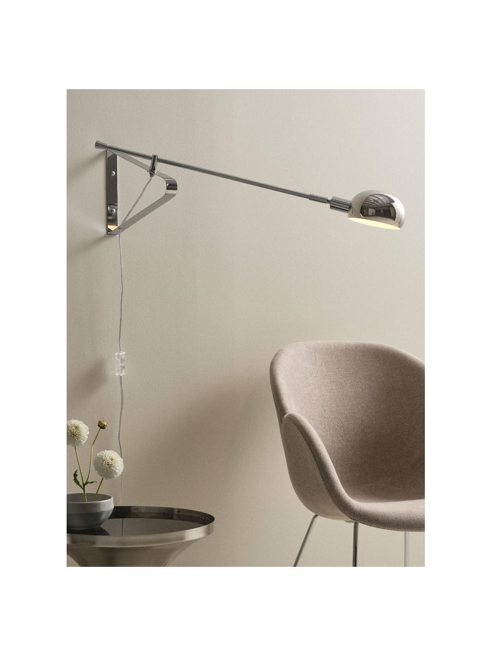 Grote wandlamp Lincon met stekker, Zilverkleurig, D 80 x H 21 cm