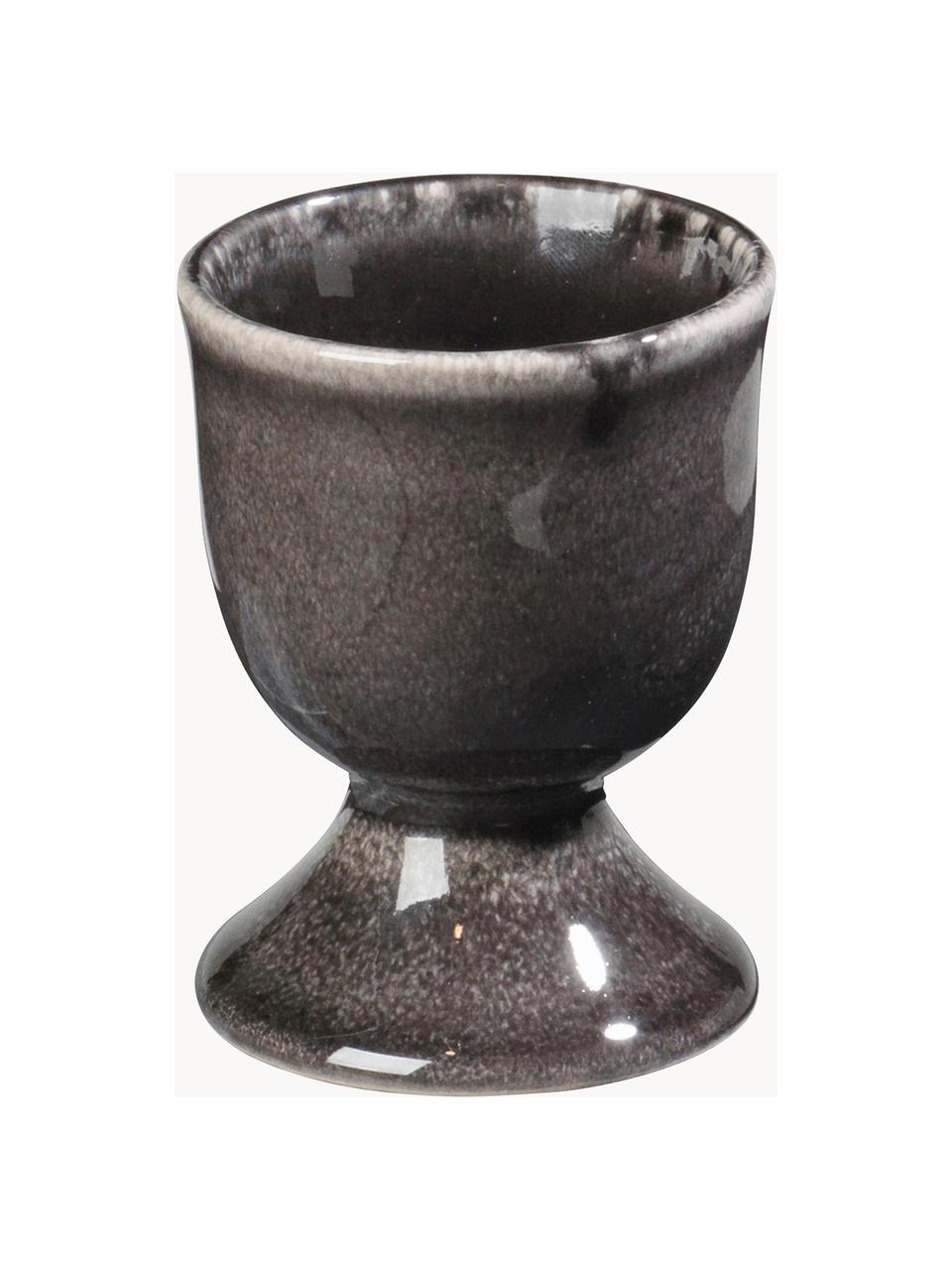 Soportes de huevo artesanal Nordic Coal, 4 uds., Cerámica de gres, Negro, Ø 5 x Al 6 cm