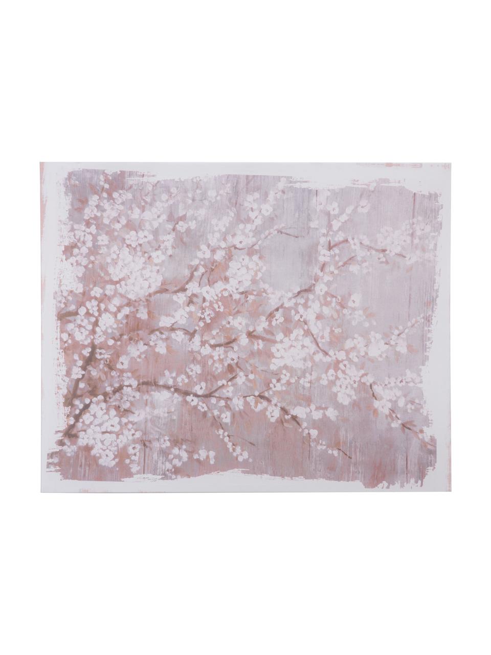 Stampa su tela Almendro, Immagine: lino, Cornice: legno di pino, Rosa, bianco, Larg. 152 x Alt. 122 cm