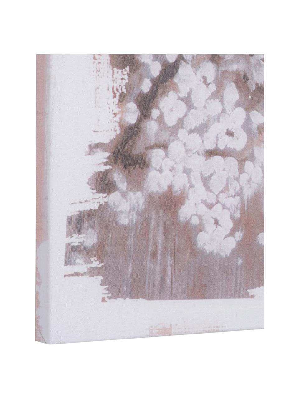 Stampa su tela Almendro, Immagine: lino, Cornice: legno di pino, Rosa, bianco, Larg. 152 x Alt. 122 cm
