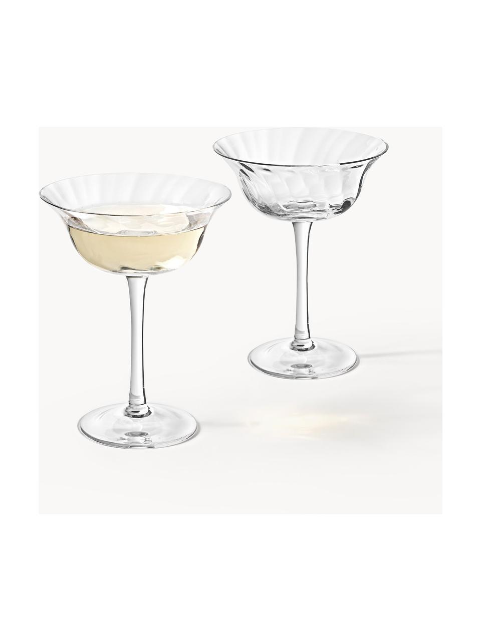 Ručne fúkané poháre na šampanské Swirl, 4 ks, Sklo, Priehľadná, Ø 12 x V 16 cm, 200 ml
