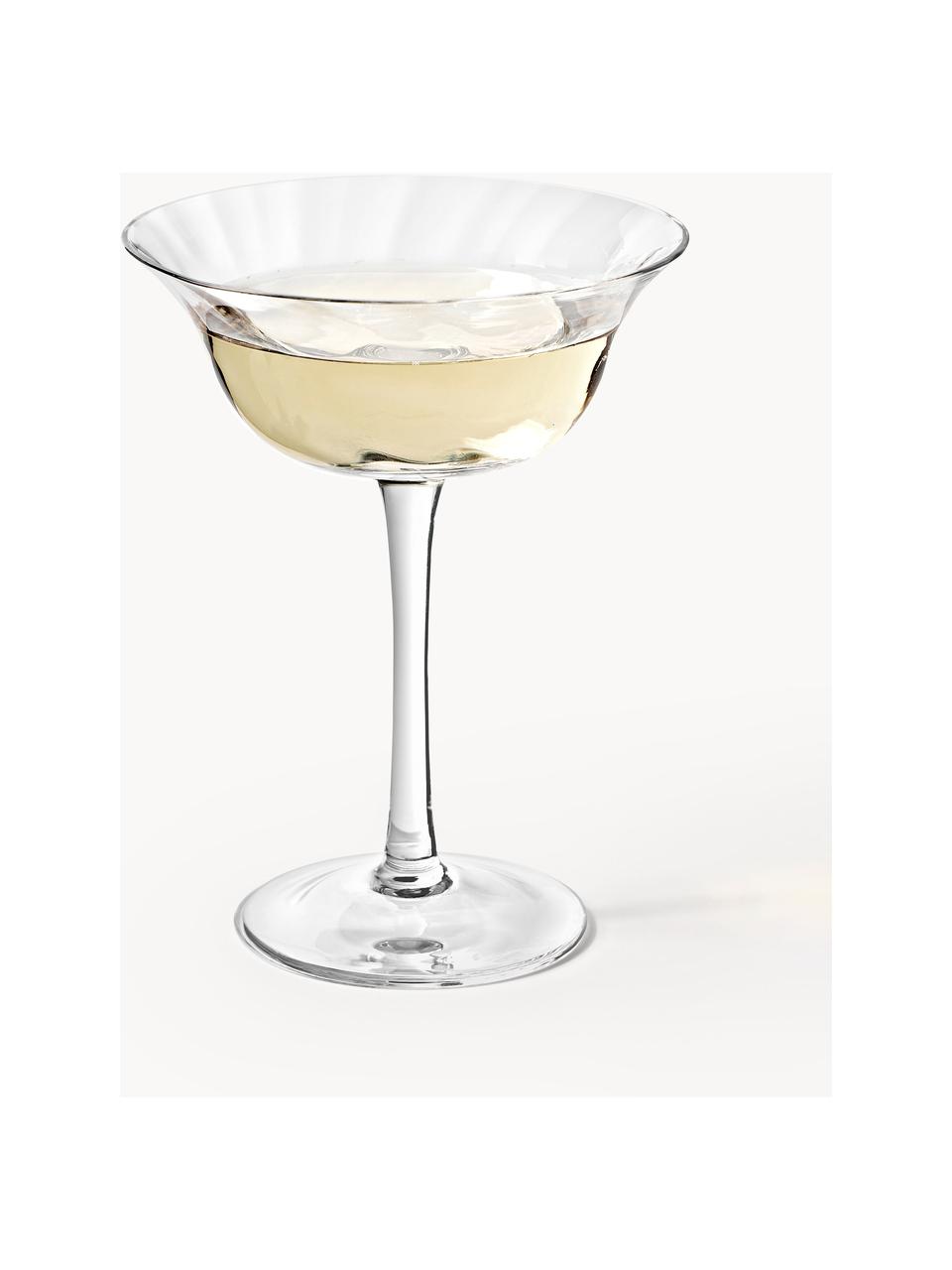 Mundgeblasene Champagnerschalen Swirl, 4 Stück, Glas, Transparent, Ø 12 x H 16 cm, 200 ml
