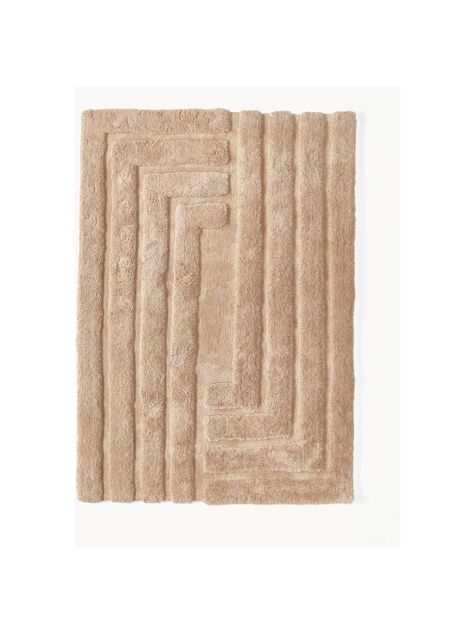 Načechraný koberec s vysokým vlasem a strukturovaným povrchem Genève, Nugátová, Š 80 cm, D 150 cm (velikost XS)