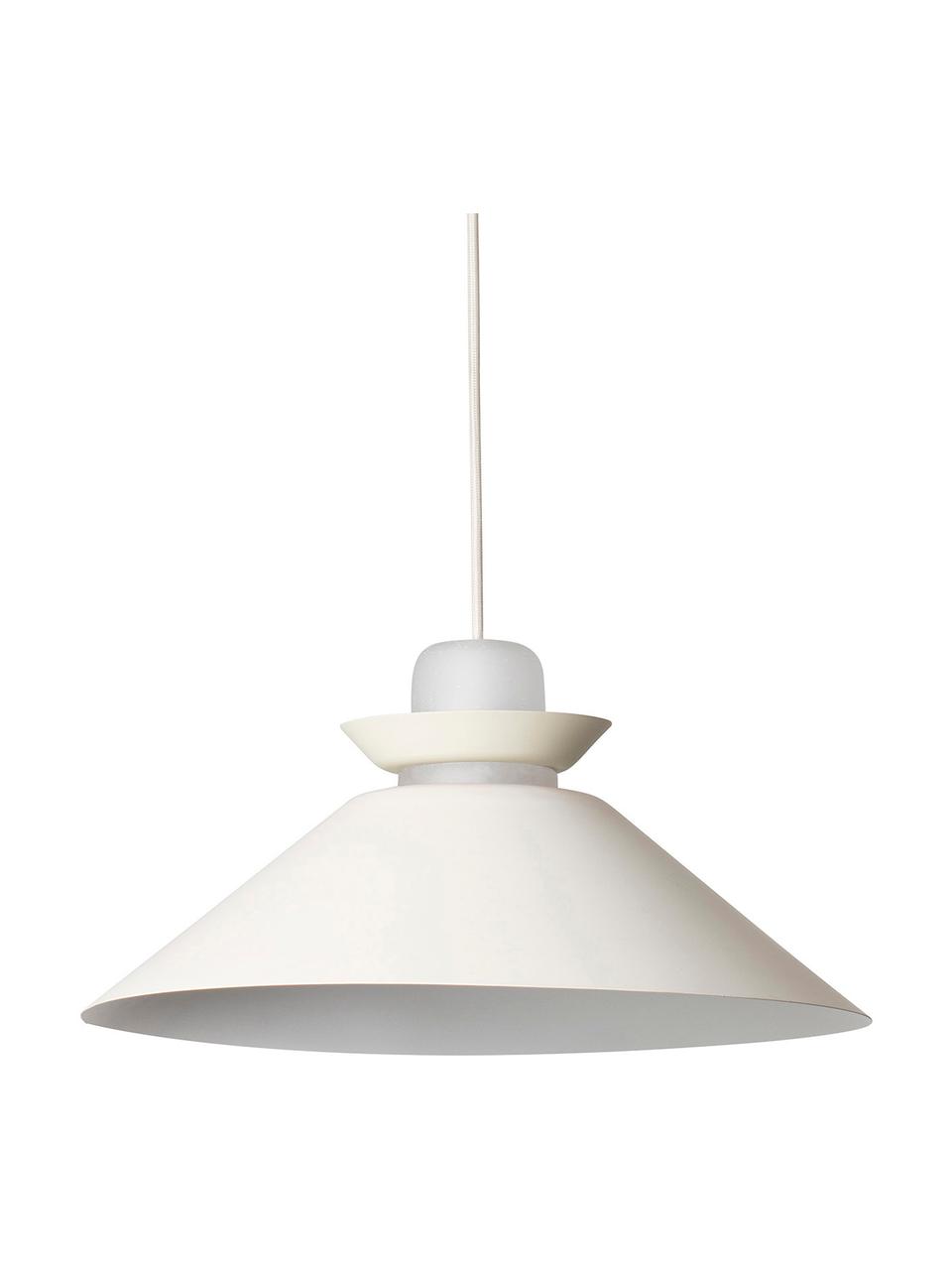 Lámpara de techo Naos, estilo escandinavo, Pantalla: metal recubierto, Cable: cubierto en tela, Blanco crudo, Ø 40 x Al 12 cm