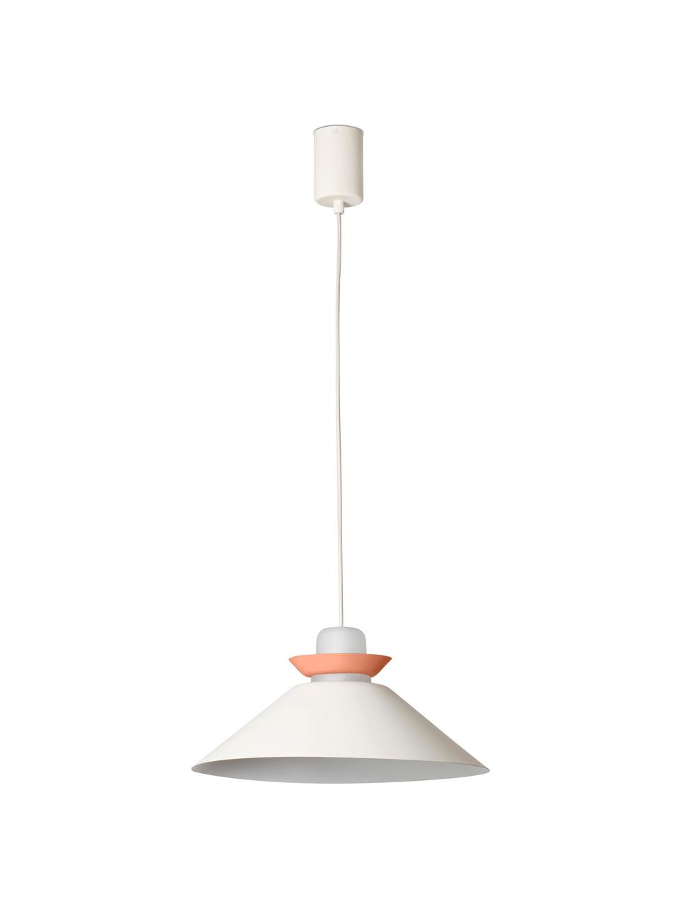 Lámpara de techo Naos, estilo escandinavo, Pantalla: metal recubierto, Cable: cubierto en tela, Blanco crudo, Ø 40 x Al 12 cm