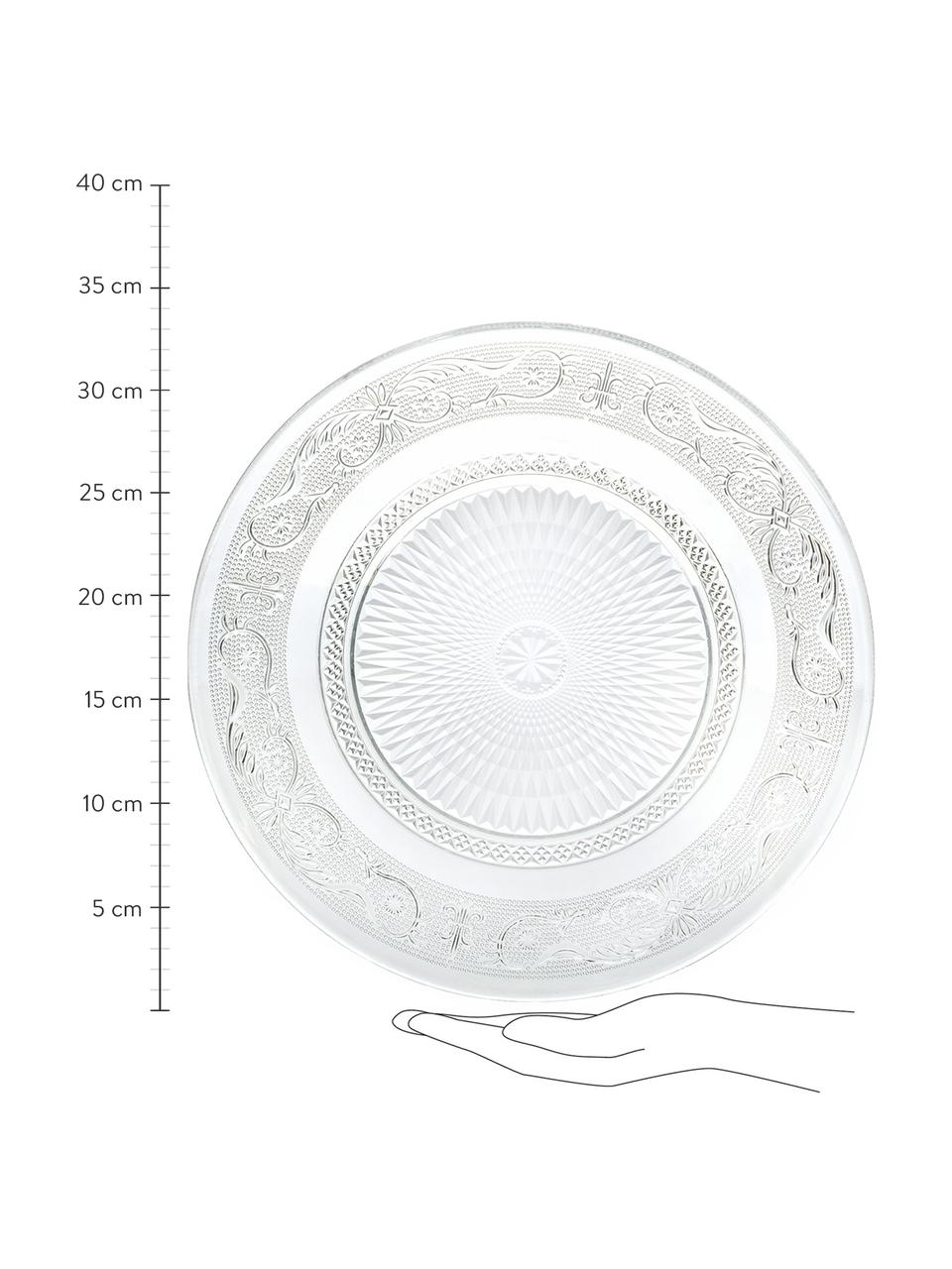 Glazen onderborden Imperial met gestructureerde oppervlak, 3 stuks, Glas, Transparant, Ø 33 cm