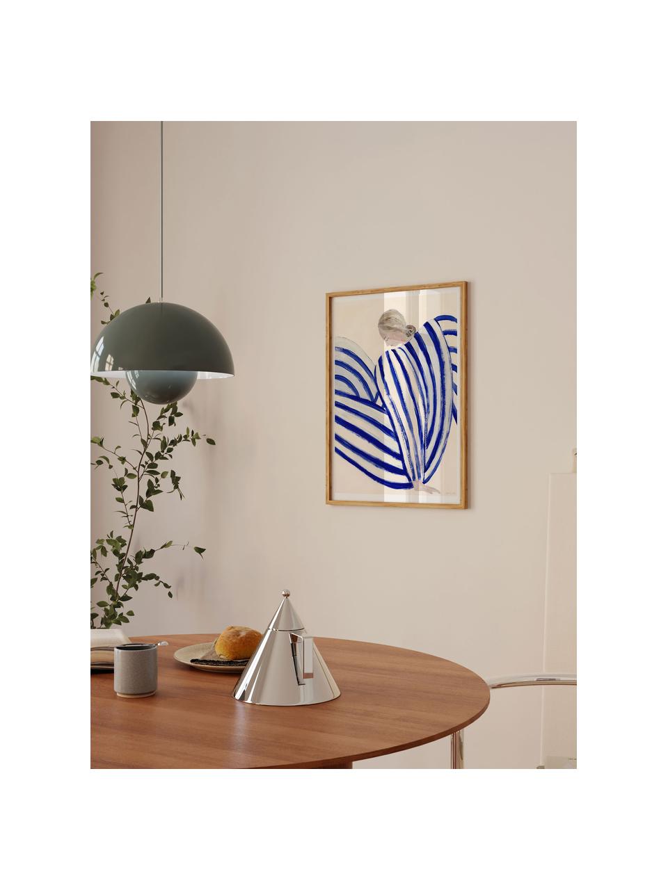 Poster Blue Stripe At Concorde by Sofia Lind x The Poster Club, Blu scuro, beige chiaro, Larg. 30 x Alt. 40 cm