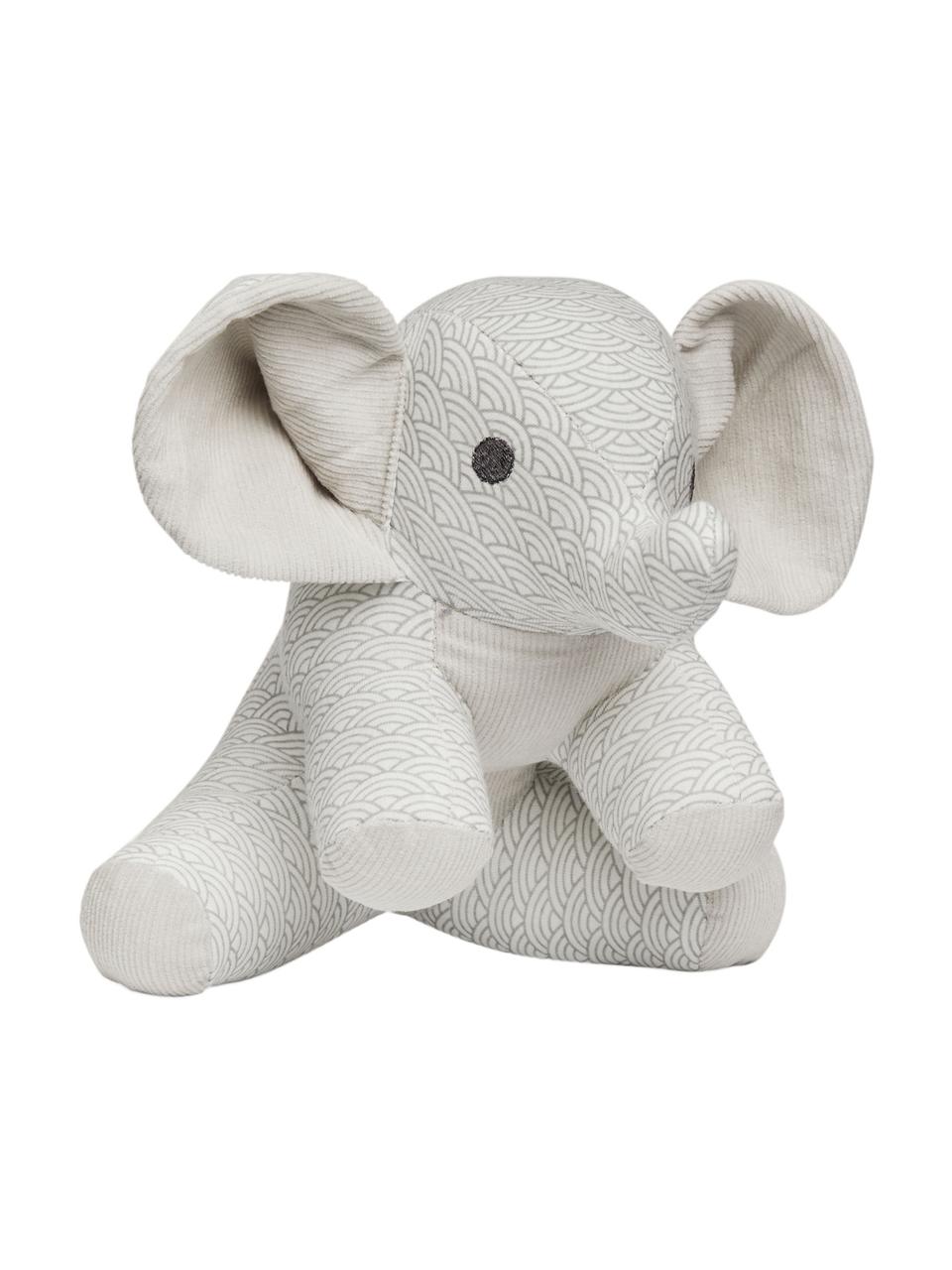 Kuscheltier Elephant aus Bio-Baumwolle, Bezug: 100% Biobaumwolle, Öko-Te, Grau, Weiss, Hellgrau, 20 x 21 cm