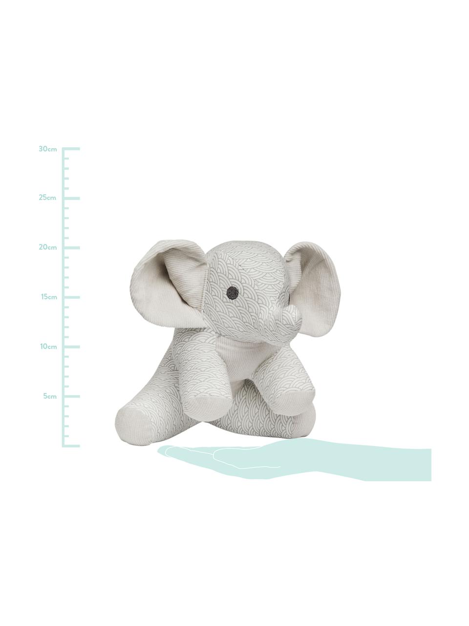 Peluche elefante in cotone organico Elephant, Grigio, bianco, grigio chiaro, Larg. 20 x Alt. 21 cm