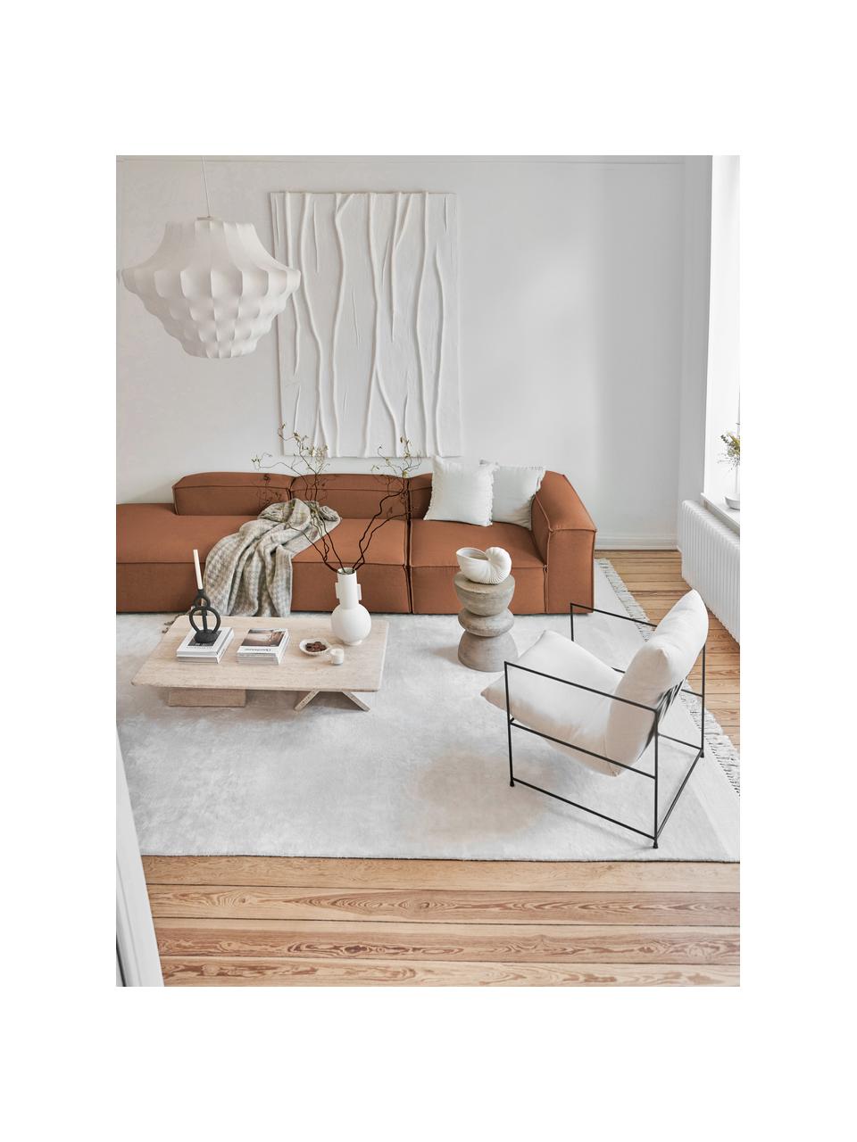 Modulaire XL chaise longue Lennon, Bekleding: 100% polyester De slijtva, Frame: massief grenenhout, FSC-g, Poten: kunststof, Geweven stof nougatkleurig, B 357 x D 119 cm, rugleuning rechts