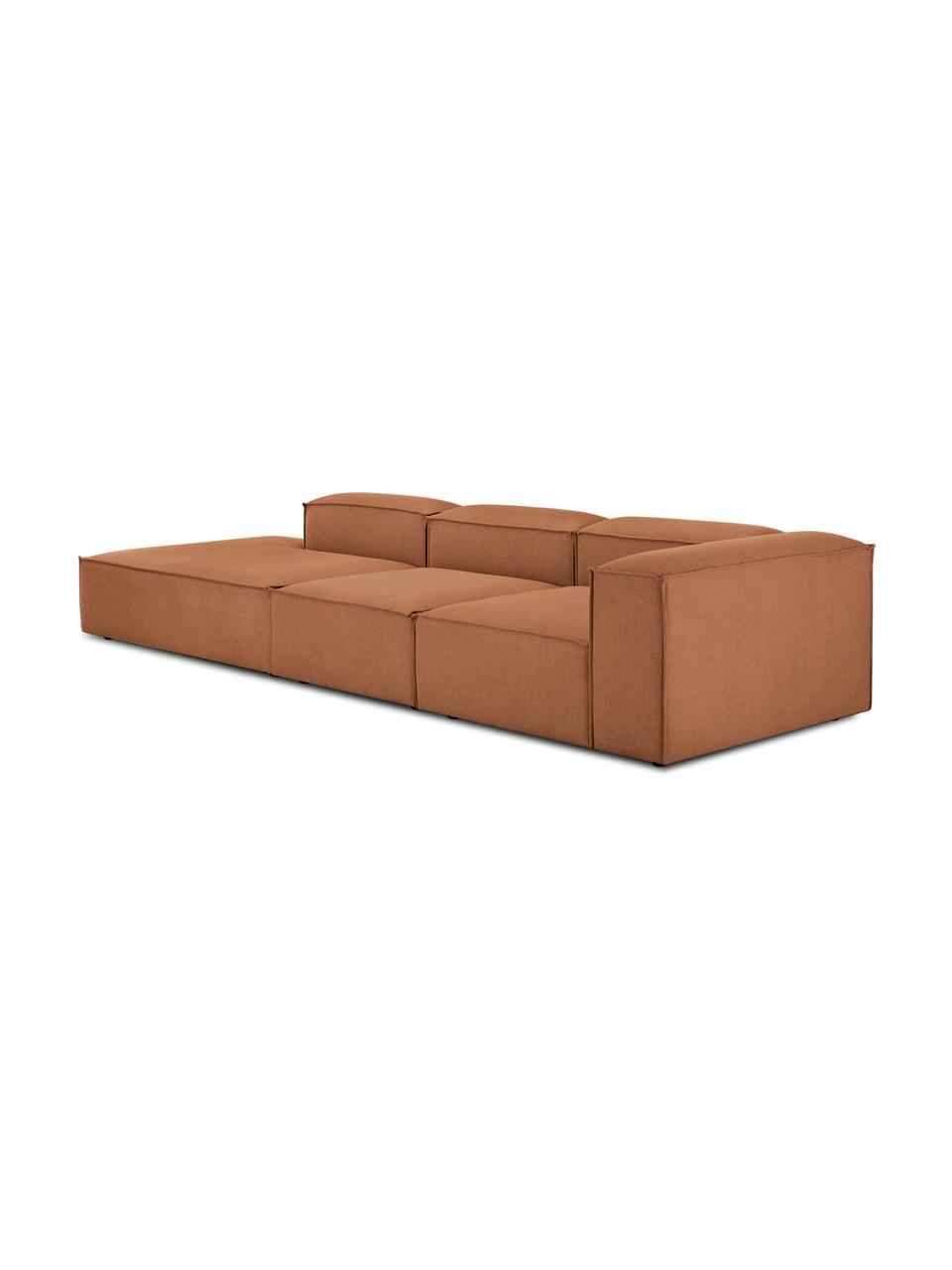 Modulaire XL chaise longue Lennon, Bekleding: 100% polyester De slijtva, Frame: massief grenenhout, FSC-g, Poten: kunststof, Geweven stof nougatkleurig, B 357 x D 119 cm, rugleuning rechts