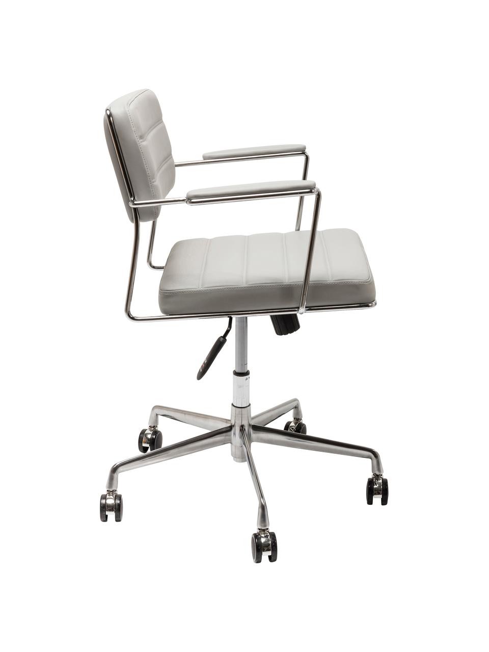 Kancelářská otočná židle z imitace kůže Dottore, Světle šedá, chrom, Š 44 cm, H 50 cm