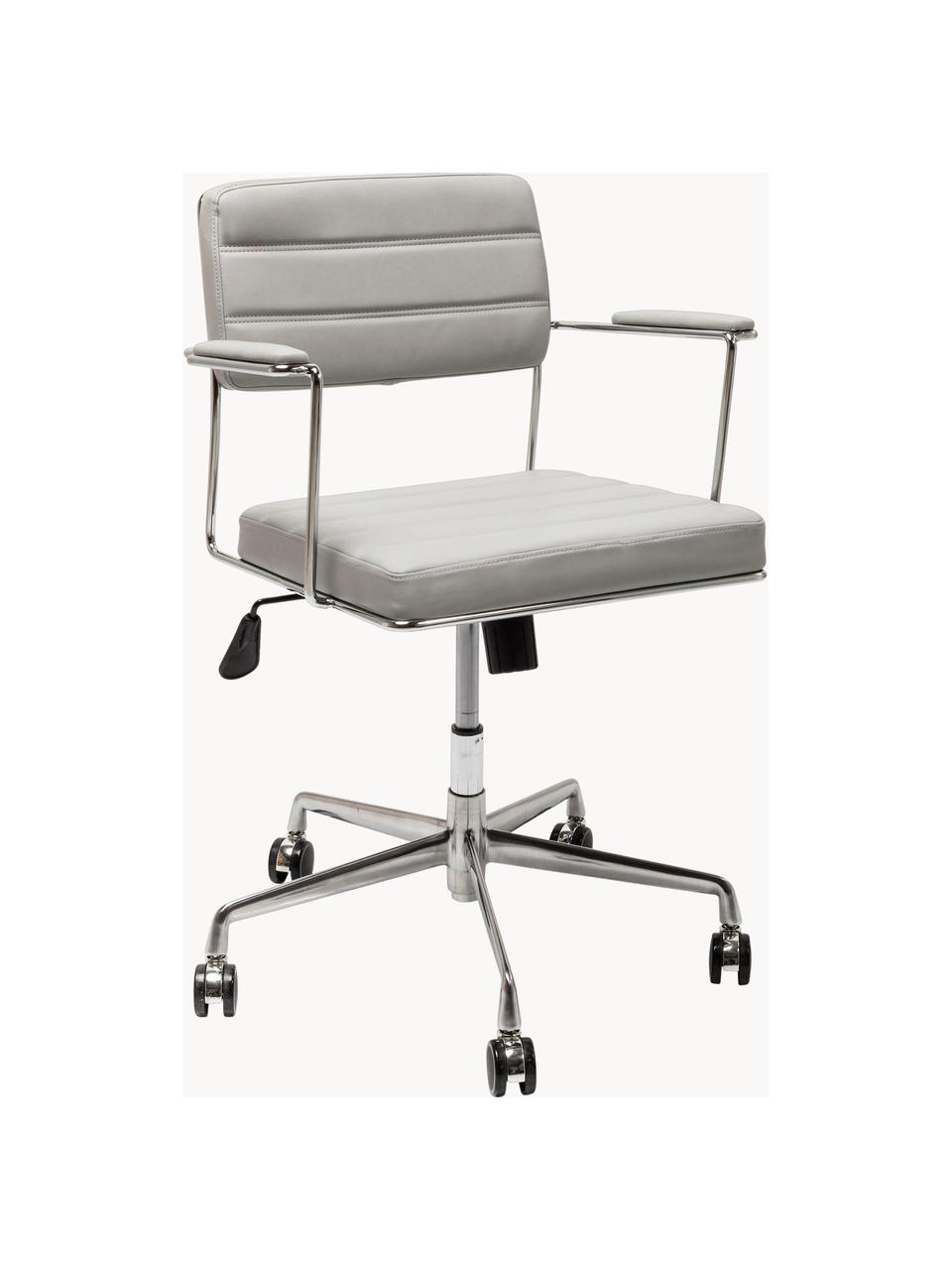 Chaise de bureau en cuir synthétique Dottore, Cuir synthétique gris clair, couleur chrome, larg. 44 x prof. 50 cm