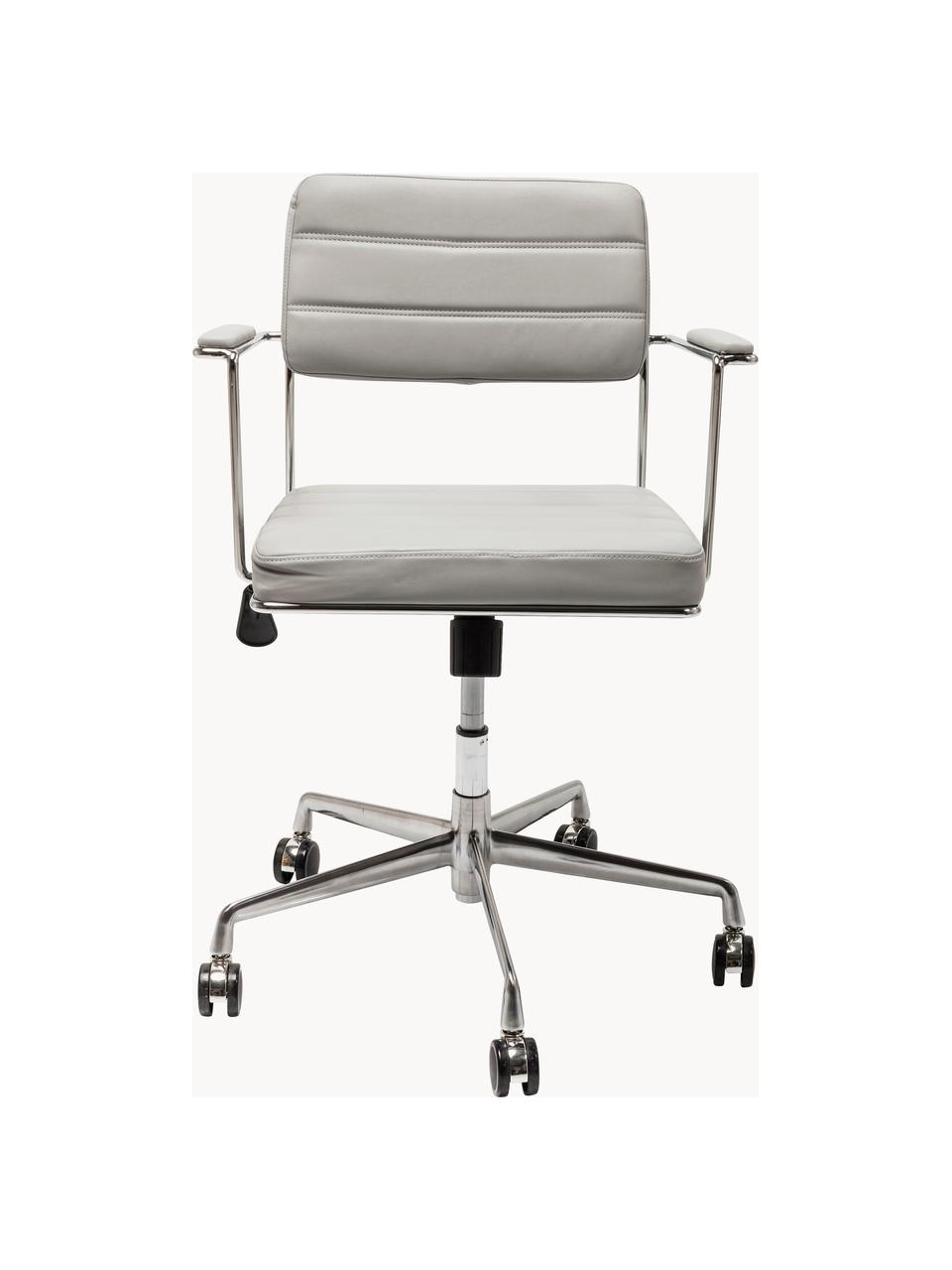 Chaise de bureau en cuir synthétique Dottore, Cuir synthétique gris clair, couleur chrome, larg. 44 x prof. 50 cm