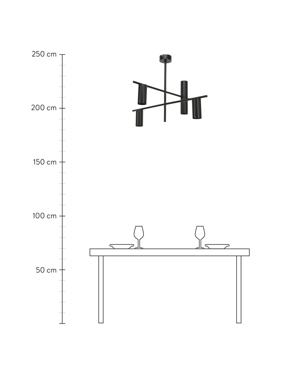 Moderne Deckenleuchte Cassandra in Schwarz, Lampenschirm: Metall, vermessingt, Schwarz, matt, B 70 cm x H 49 cm