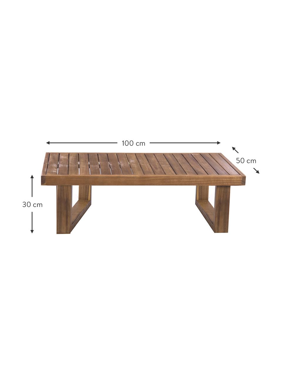 Mesa auxiliar para exterior Cristy, Madera de acacia maciza, Marrón, An 100 x Al 30 cm