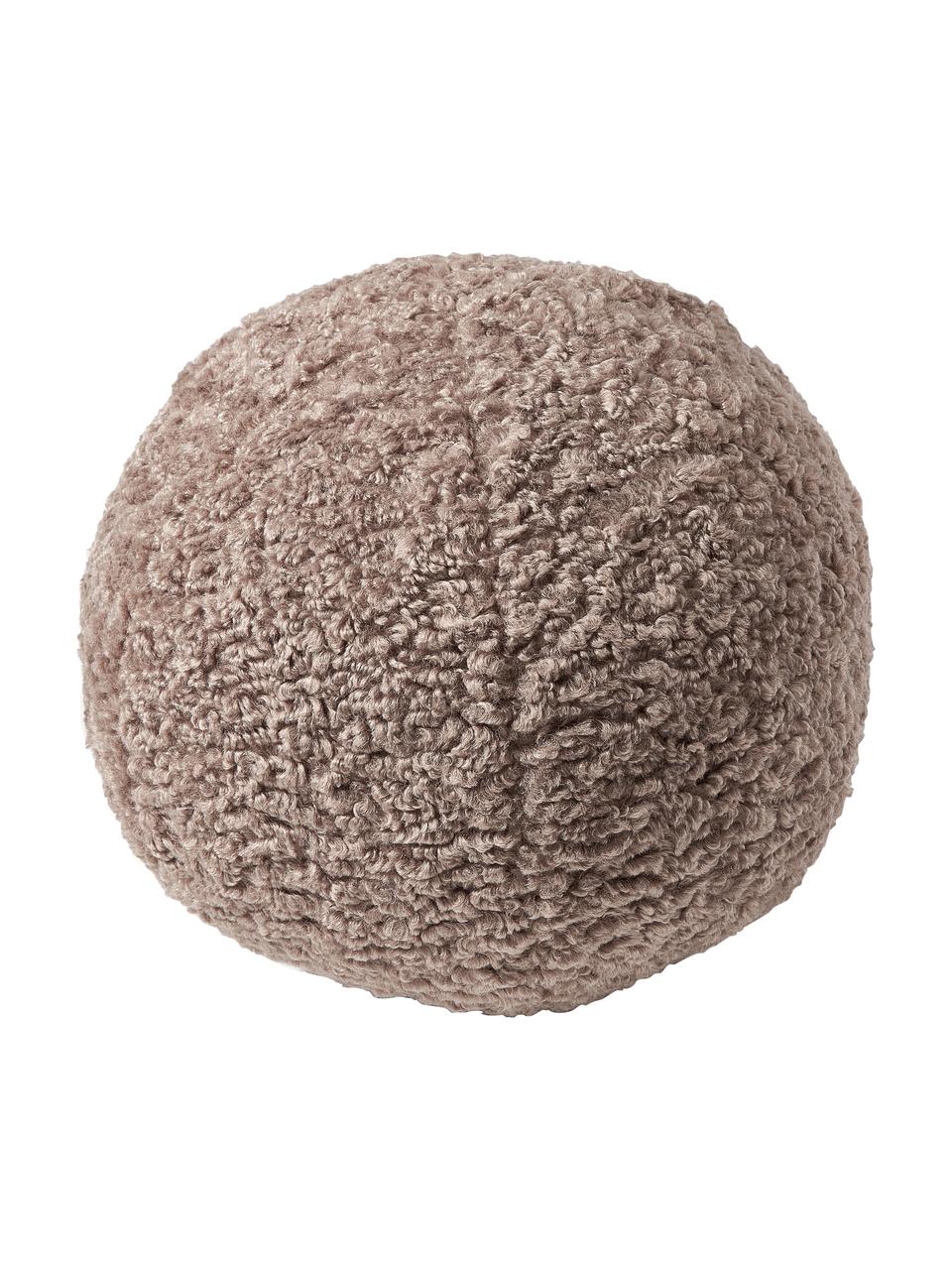 Coussin rond en tissu peluche Dotty, Brun, Ø 30 cm