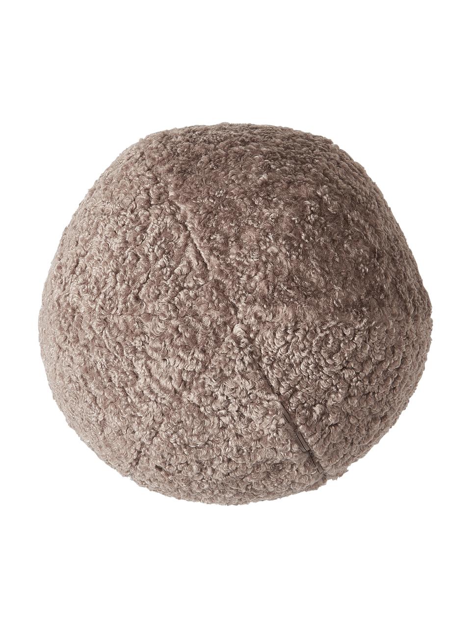 Coussin rond en tissu peluche Dotty, Brun, Ø 30 cm