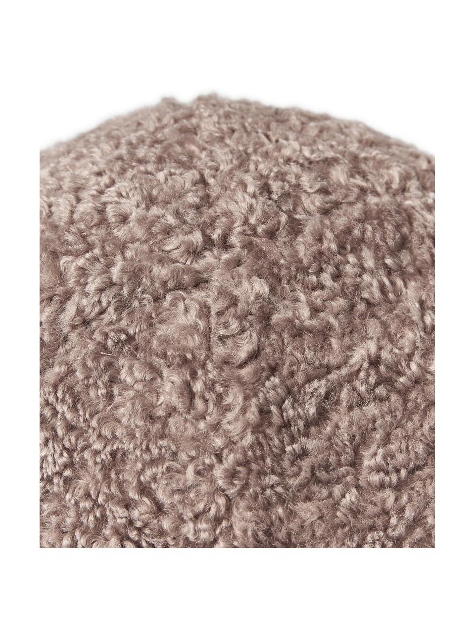 Cojín esférico de borreguillo Dotty, Funda: 100% poliéster (borreguil, Marrón, Ø 30 cm