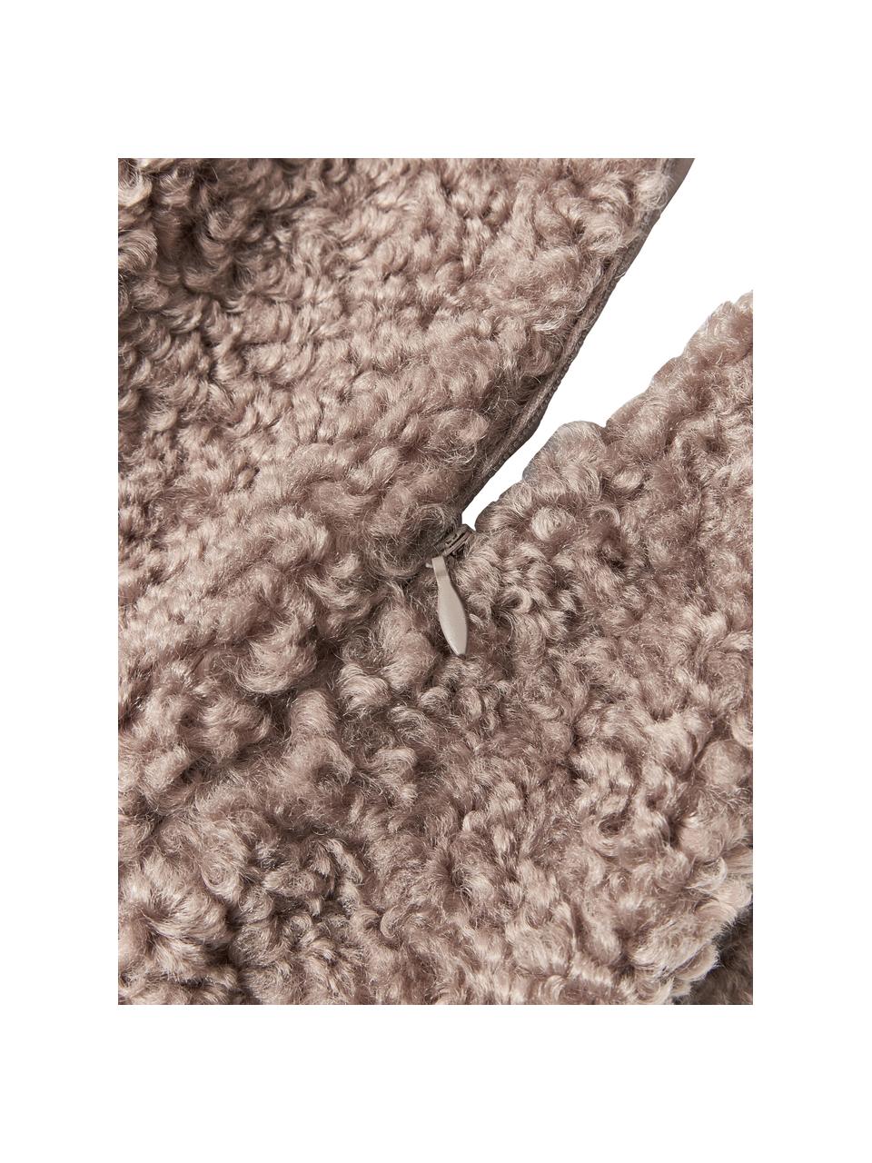 Coussin rond en tissu peluche Dotty, Brun, Ø 30 cm