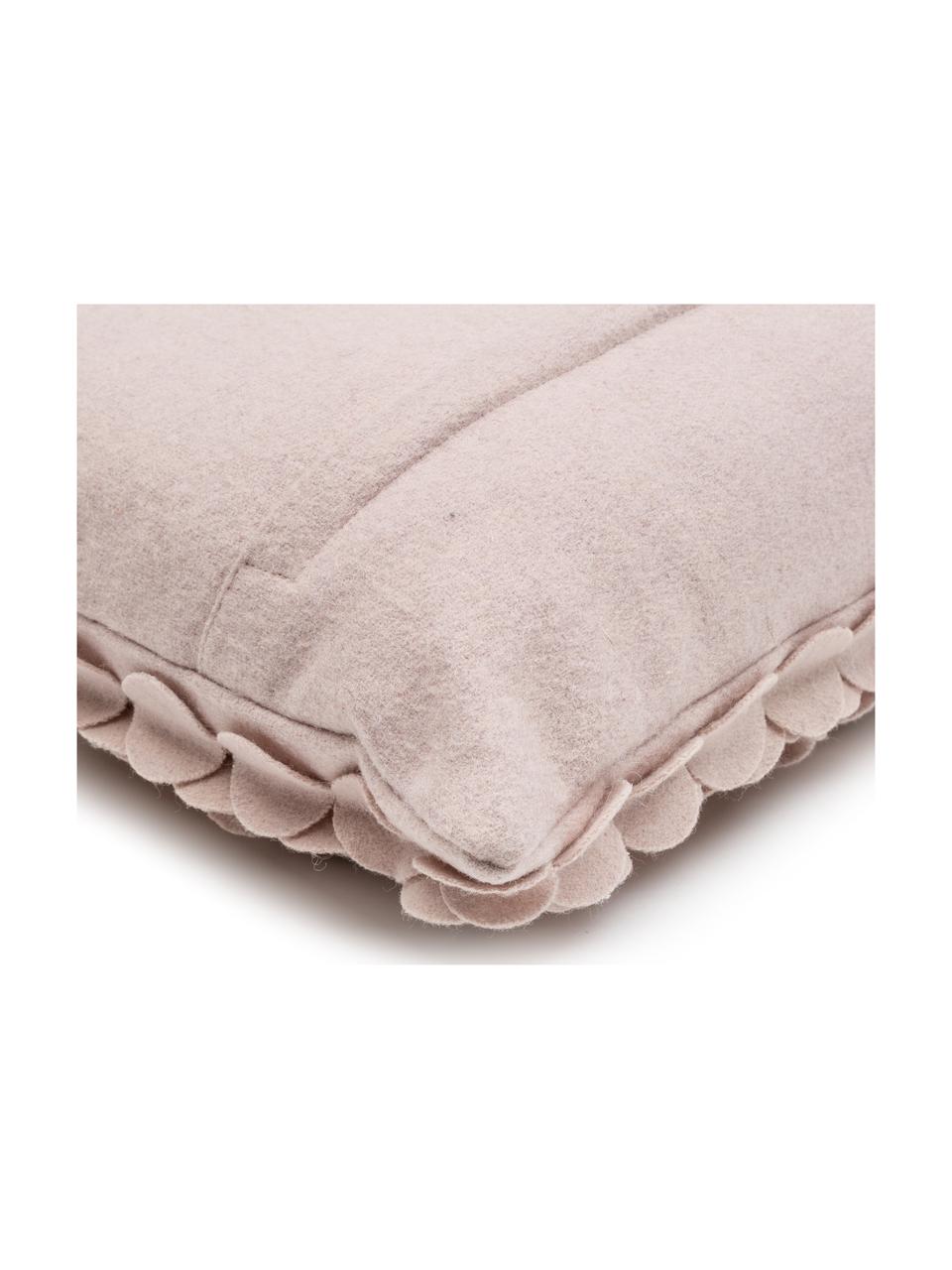 Coussin en feutre de laine Bed of Roses, Rose