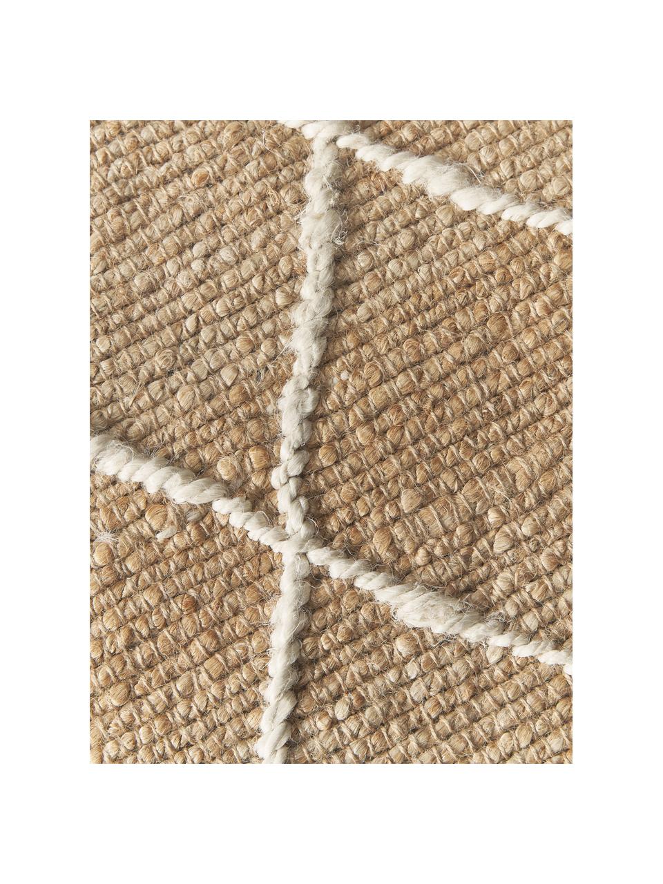 Tapis en jute fait main Kunu, 100 % jute, Brun, blanc, larg. 50 x long. 80 cm