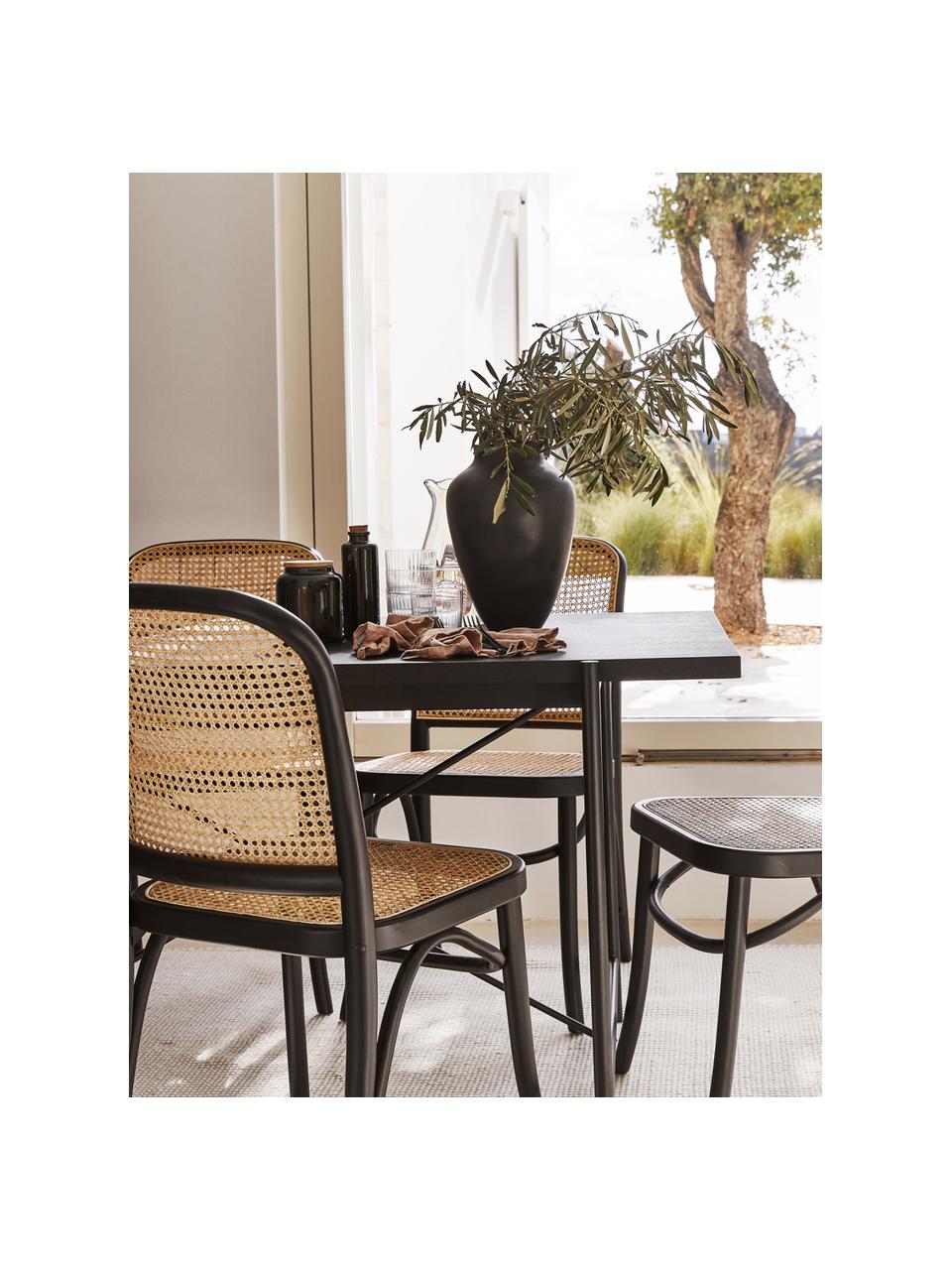 Jídelní stůl s dřevěnou deskou Mica, Deska stolu: lakovaná černá dubová dýha Nohy: matná černá, Š 140 cm, H 90 cm