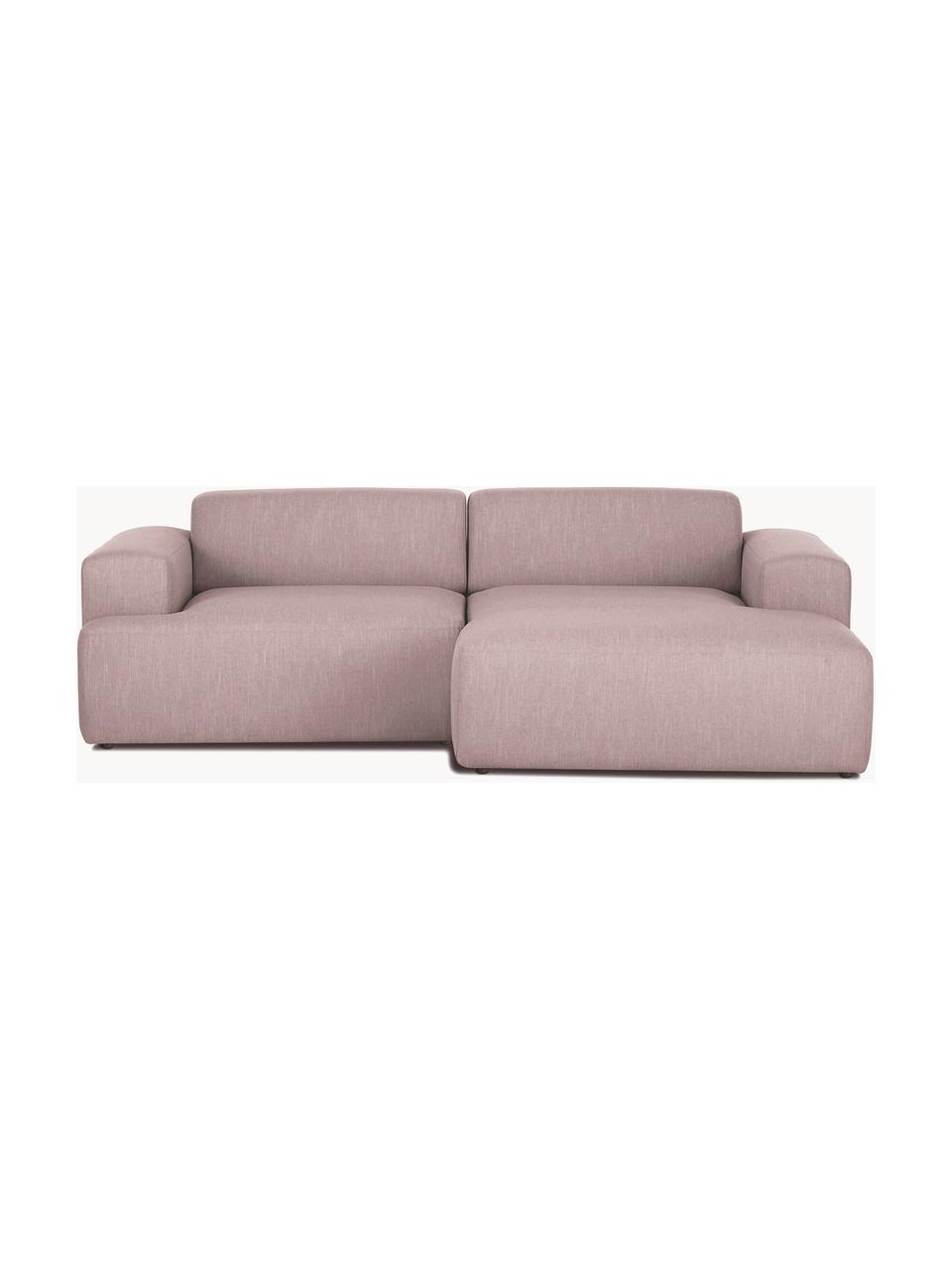 Divano angolare 3 posti Melva, Rivestimento: 100% poliestre Il rivesti, Struttura: pino massiccio, certifica, Tessuto rosa chiaro, Larg. 239 x Prof. 143 cm, chaise-longue a sinistra