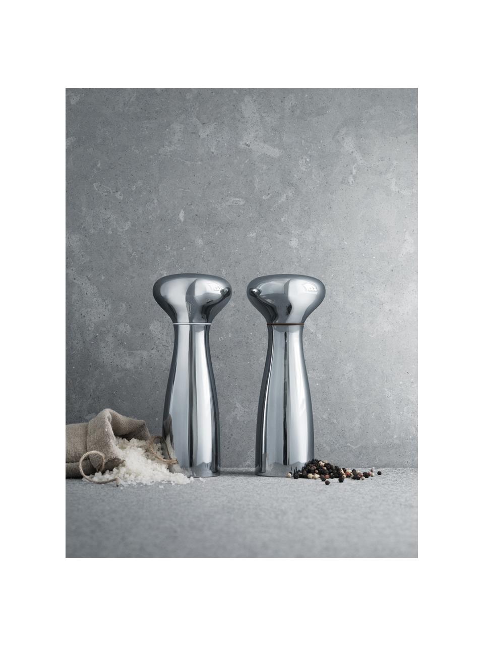 Dizajnová súprava mlynčekov na soľ a korenie Alfredo, 2 diely, Lesklá nehrdzavejúca oceľ, Ø 8 x V 20 cm