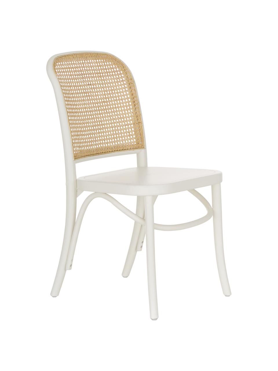 Silla de madera Franz, Asiento: ratán, Estructura: madera de abedul maciza p, Blanco, An 48 x F 59 cm