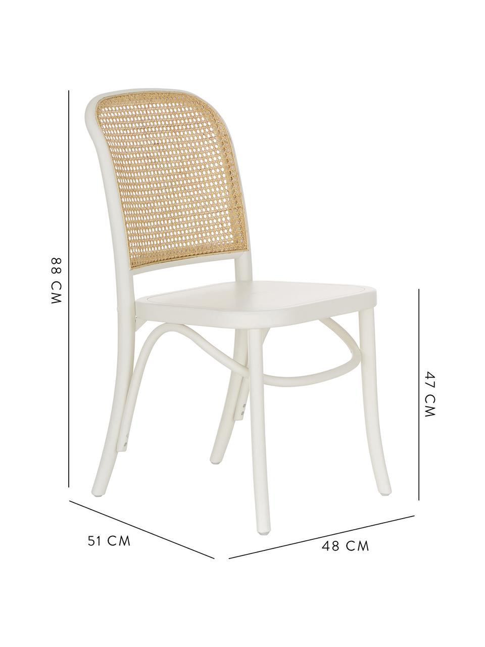 Silla de madera Franz, Asiento: ratán, Estructura: madera de abedul maciza p, Blanco, An 48 x F 59 cm