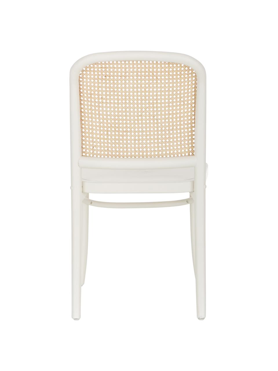 Silla de madera Franz, Asiento: ratán, Estructura: madera de abedul maciza p, Blanco, An 48 x F 59 cm