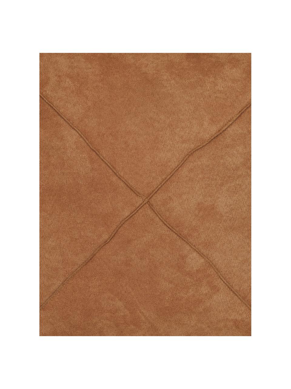 Copricuscino effetto pelle marrone/bianco con bordino in teddy Tahoe, 100% poliestere, Marrone chiaro, Larg. 50 x Lung. 50 cm