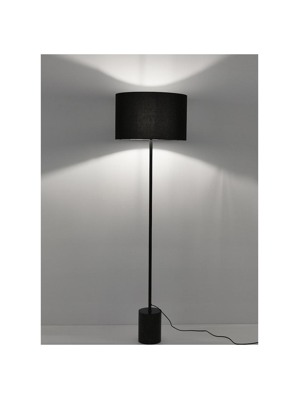 Lampa podłogowa z marmurową podstawą Cody, Stelaż: metal malowany proszkowo, Czarny marmur, Ø 45 x W 159 cm