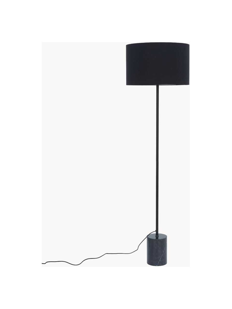 Lampadaire avec pied en marbre Cody, Noir, Ø 45 x haut. 159 cm