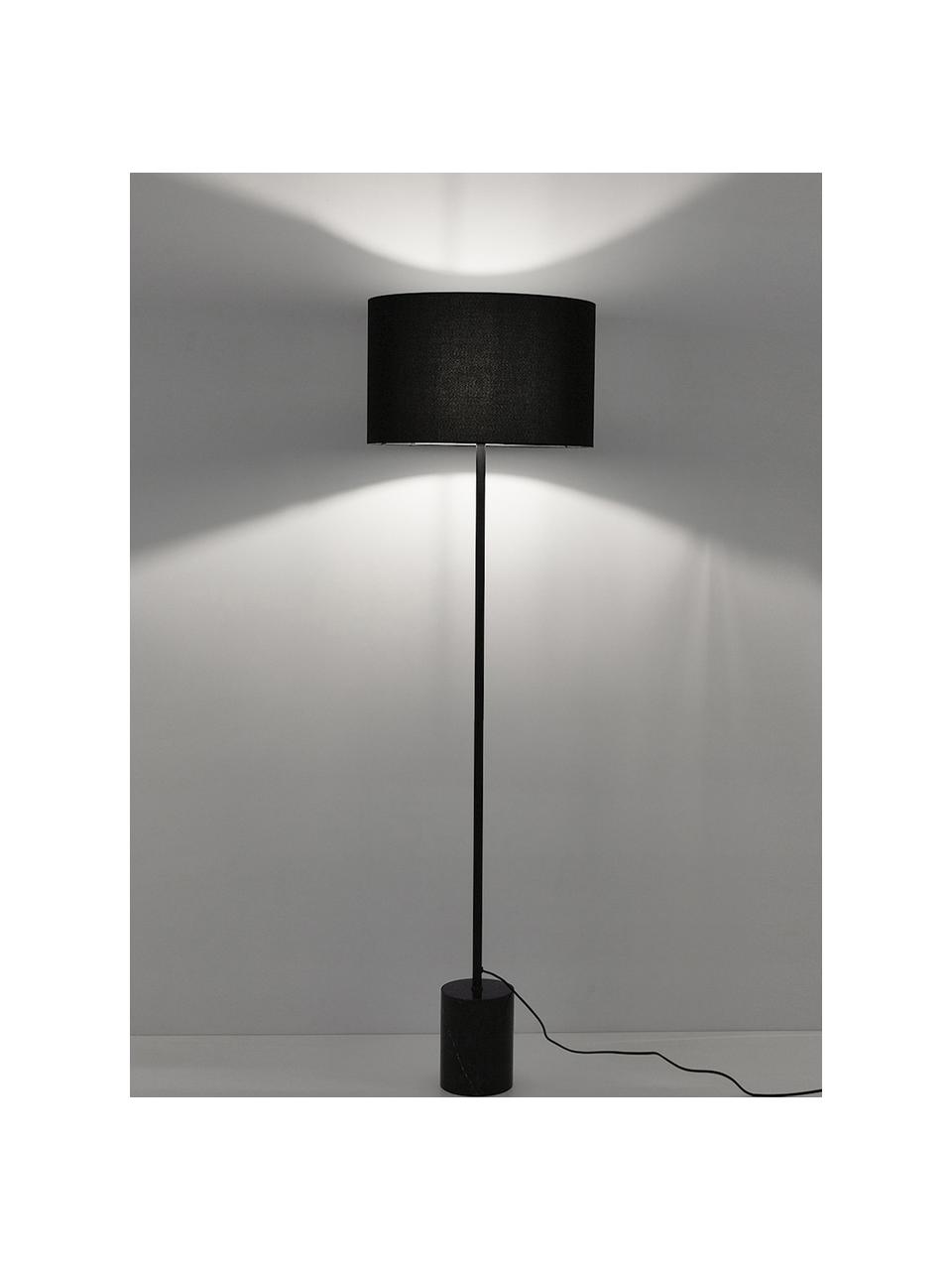 Lampadaire avec pied en marbre Cody, Noir, Ø 45 x haut. 159 cm