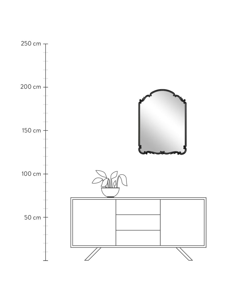 Barock-Wandspiegel Francesca, Rahmen: Mitteldichte Holzfaserpla, Rückseite: Mitteldichte Holzfaserpla, Spiegelfläche: Spiegelglas, Schwarz, B 56 x H 76 cm